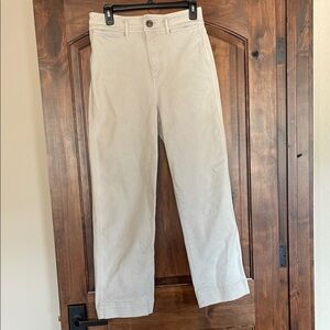 Beige Straight-Leg Pants